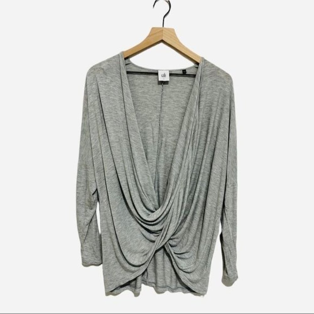 CABI Heather Grey Taylor Twist Draped Long Sleeve Blouse Size S - Picture 7 of 9